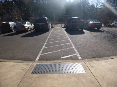 Mather Road access – painted walkway across parking lot